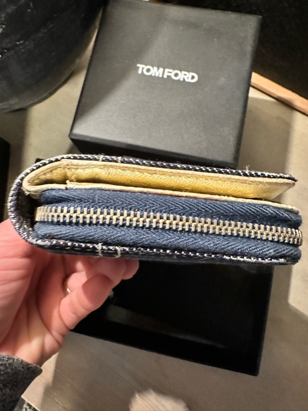 Chanel Denim Zip Wallet - Navy Blue with White Stitching - Picture 6 of 12